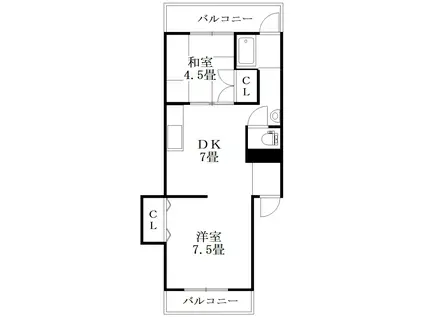 ラフィーネ住吉(2DK/1階)の間取り写真