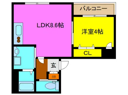 F MIRAI DOLLY(1LDK/3階)の間取り写真