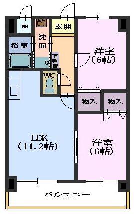 アーデルコート岩崎台(2LDK/1階)の間取り写真
