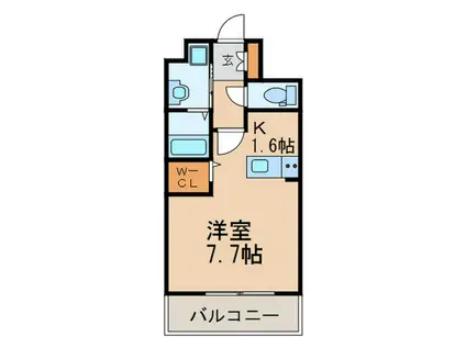 エンクレストベイ天神東II(1LDK/8階)の間取り写真