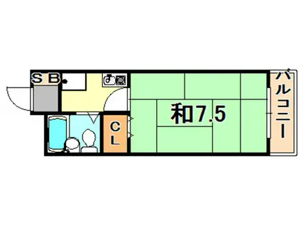 ゴールドハイツ祇園(1K/3階)の間取り写真