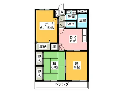 サンライズマンション(3DK/3階)の間取り写真