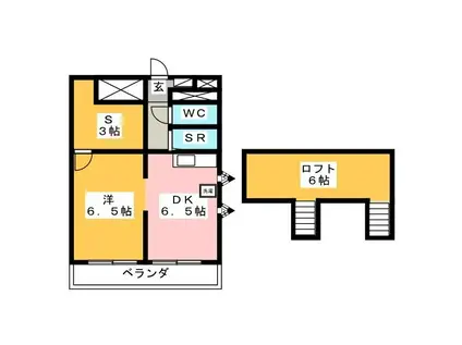 メゾンドゥSHINO(1SDK/1階)の間取り写真