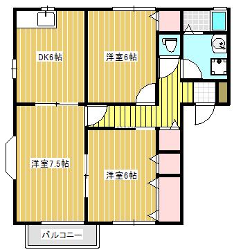 オオカワコーポ(3DK/2階)の間取り写真