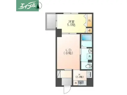 せかんどゆーす西口(1LDK/6階)の間取り写真