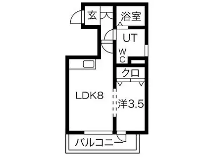 メリディアン迫壱番館(1LDK/2階)の間取り写真