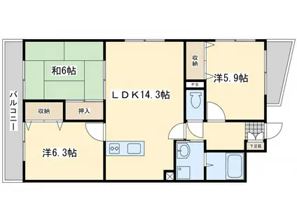 珪州館III(3LDK/4階)の間取り写真
