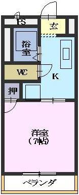 コーポドラゴン(1K/4階)の間取り写真