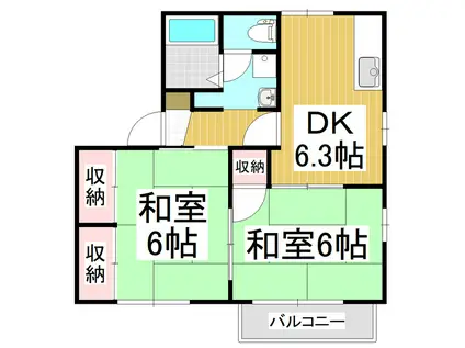 タウニィ緑ヶ丘B棟(2DK/2階)の間取り写真