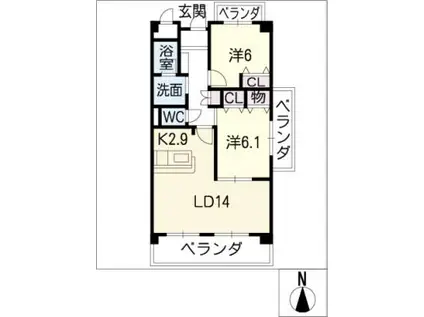 レジデンス・UI(2LDK/4階)の間取り写真