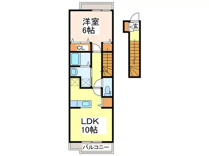 NMONA(1LDK/2階)の間取り写真