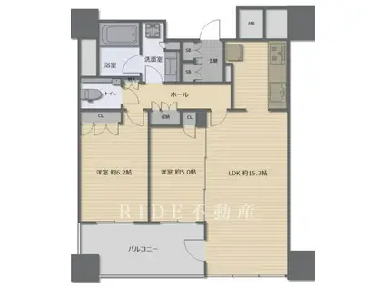 クラッシィタワー淀屋橋(2LDK/23階)の間取り写真