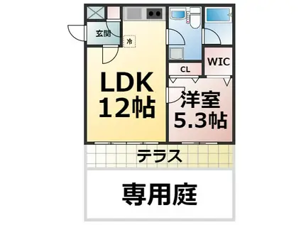グランプラス覚王山(1LDK/1階)の間取り写真