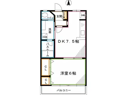 セゾン下井草(1DK/3階)の間取り写真