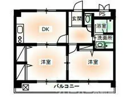 ハートマンション(2DK/4階)の間取り写真