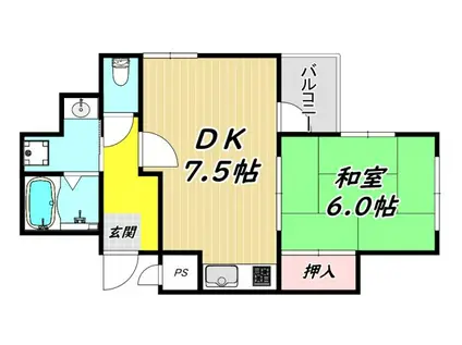 エスポワール武庫之荘II(1DK/1階)の間取り写真