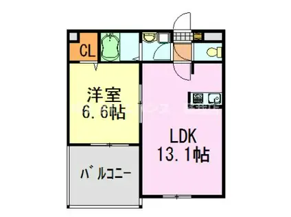 RIRIA本千葉弐番館(1LDK/1階)の間取り写真