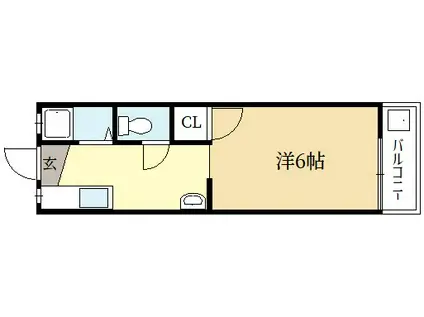 北山ヒルズC(1K/2階)の間取り写真