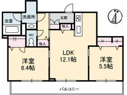 シャーメゾンJH丸亀(2LDK/3階)の間取り写真