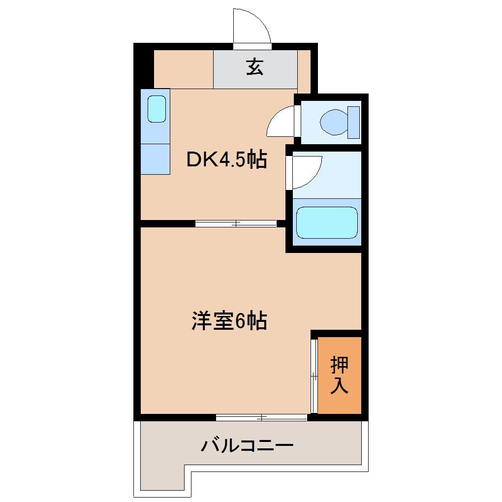 スローブハイム(1DK/3階)の間取り写真