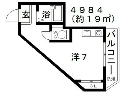 ライゼックス春日丘(ワンルーム/2階)の間取り写真