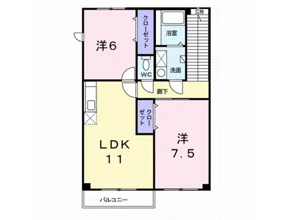 MAX.K2(2LDK/2階)の間取り写真