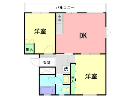 八幡台ヒルズ(3DK/1階)の間取り写真