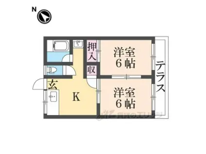 ライフイン中嶋(2K/1階)の間取り写真