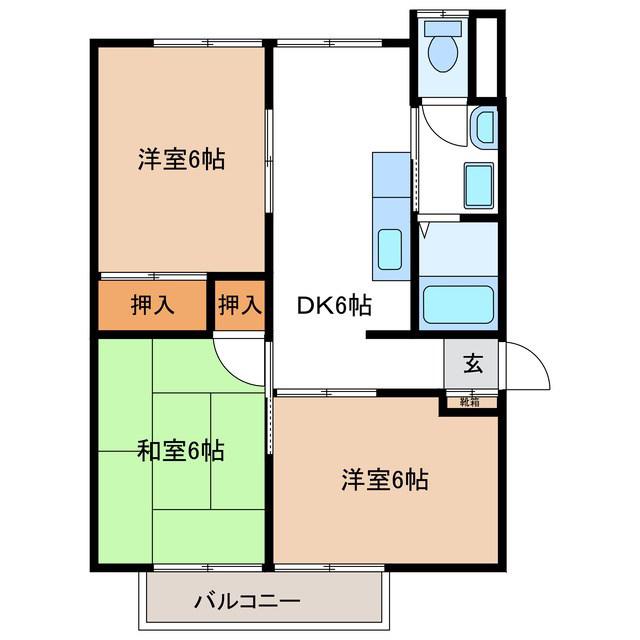 ハイツサンリバー(3DK/2階)の間取り写真