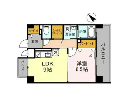 プラム・サン(1LDK/4階)の間取り写真