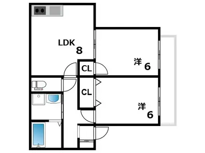 セラ西舞子IV(2LDK/2階)の間取り写真