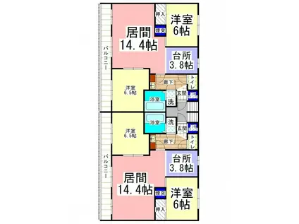 駒場ハイツ(2LDK/1階)の間取り写真
