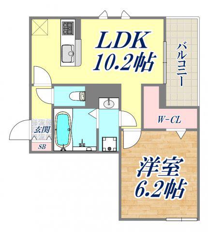 グレイスコート御影中町(1LDK/2階)の間取り写真