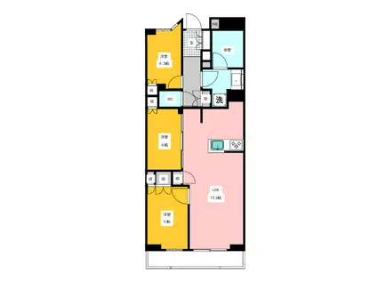 コンフォリア・リヴ八坂富士見(3LDK/4階)の間取り写真