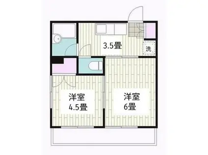 ペアさがみ野ハイツ(2K/2階)の間取り写真