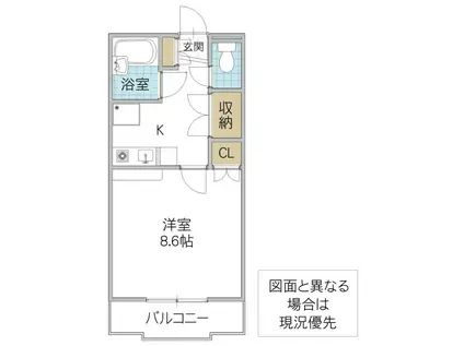 アイビス小絹A(1K/3階)の間取り写真