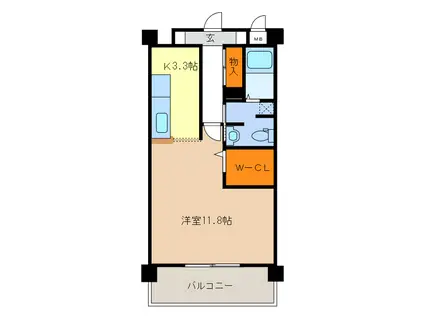 栗真MSビル(1K/9階)の間取り写真