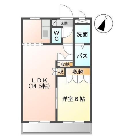 クラネットB(1LDK/2階)の間取り写真