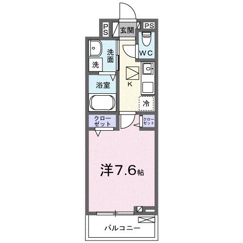 なでしこ(1K/1階)の間取り写真
