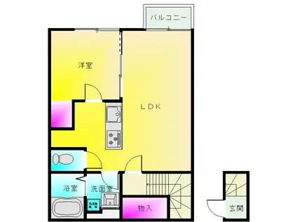 レオネクスト上之島(1LDK/2階)の間取り写真