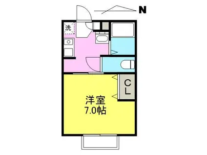 セブン・ツー・ワン元山(1K/2階)の間取り写真