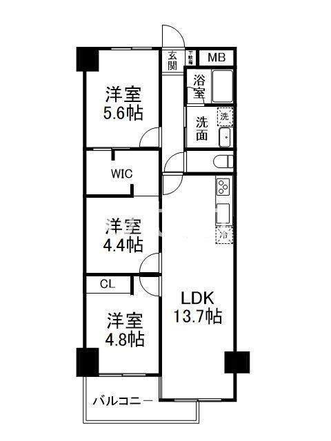 インペリアル京都(3LDK/3階)の間取り写真