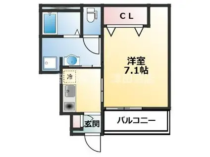 クラシオ北習志野(1K/1階)の間取り写真