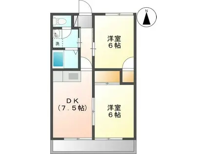 さつきハイツ B棟(2DK/3階)の間取り写真