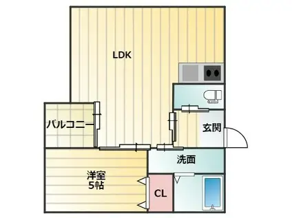 ブルックリンアパートメント(1LDK/2階)の間取り写真