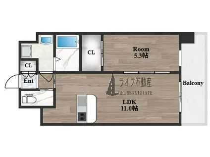 プレジオ八戸ノ里(1LDK/5階)の間取り写真