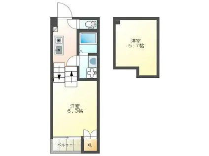 プティットメゾン(1SK/2階)の間取り写真
