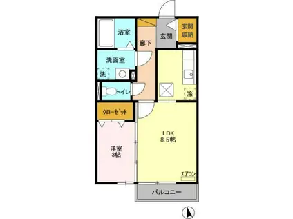 カリーノ フィオーレ(1LDK/1階)の間取り写真