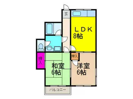 吉田マンション(2LDK/4階)の間取り写真