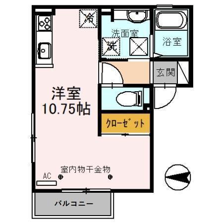 スターツIII(ワンルーム/1階)の間取り写真